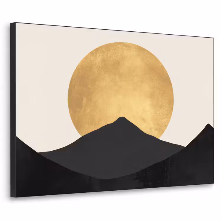 Art Frame - Bergsilhouetten - Gouden cirkel - Beige — 1