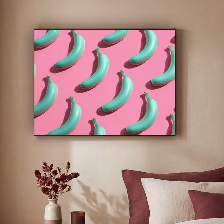 Art Frame - Bananen - Patroon - Blauw - Roze — 3