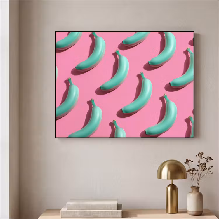 Art Frame - Bananen - Patroon - Blauw - Roze — 5