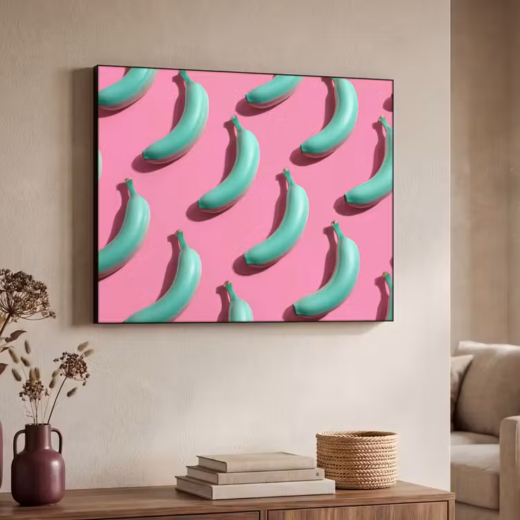Art Frame - Bananen - Patroon - Blauw - Roze — 7