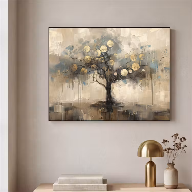 Art Frame - Beige - Abstract - Boom - Goud — 5