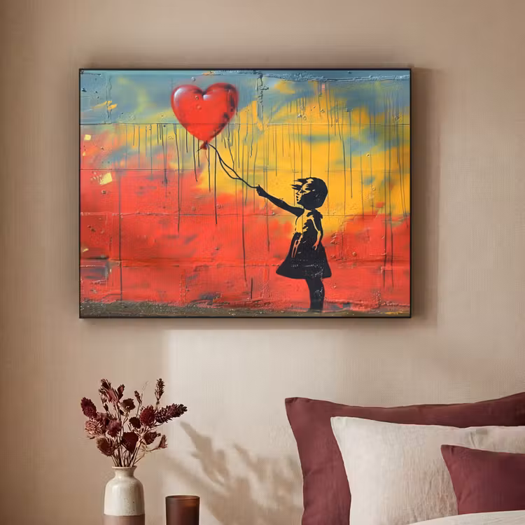 Art Frame - Banksy Style - Kleurrijk - Graffiti - Meisje - Street art — 3