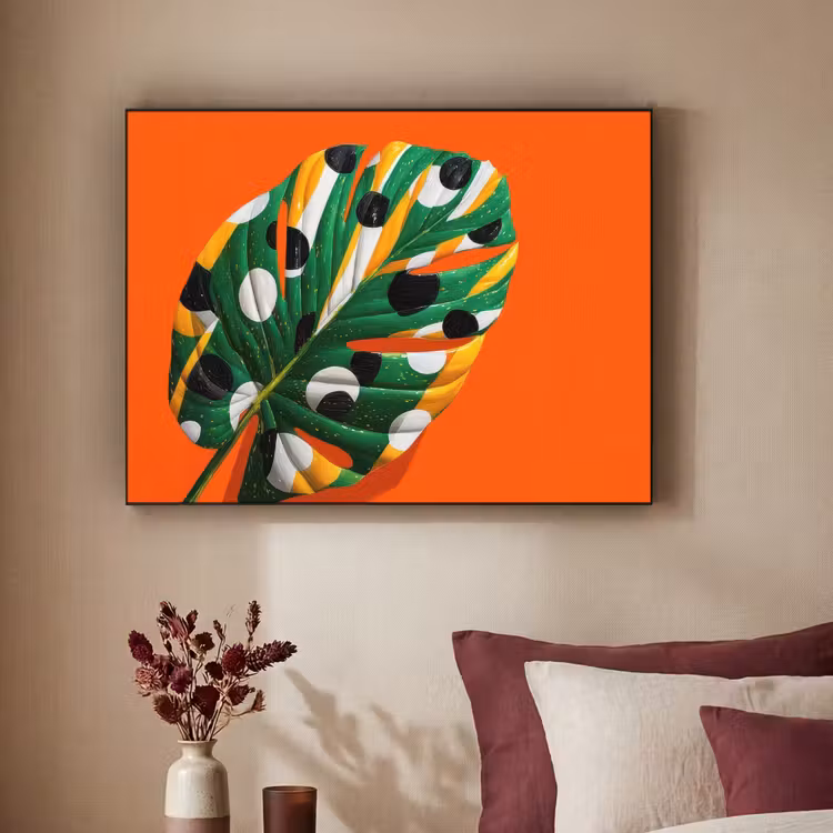 Art Frame - Blad - Oranje - Stippen - Kleurrijk — 3