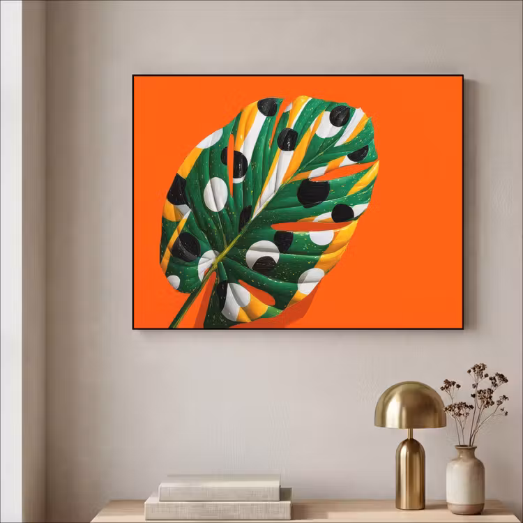 Art Frame - Blad - Oranje - Stippen - Kleurrijk — 5