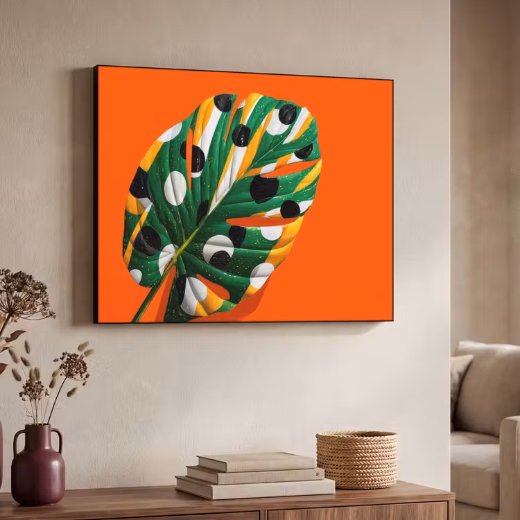 Art Frame - Blad - Oranje - Stippen - Kleurrijk — 7
