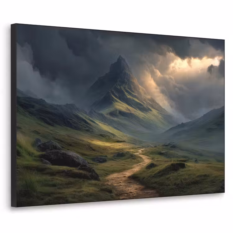 Art Frame - Bergen - Kronkelpad - Groen - Wolken — 1