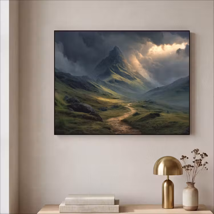 Art Frame - Bergen - Kronkelpad - Groen - Wolken — 5