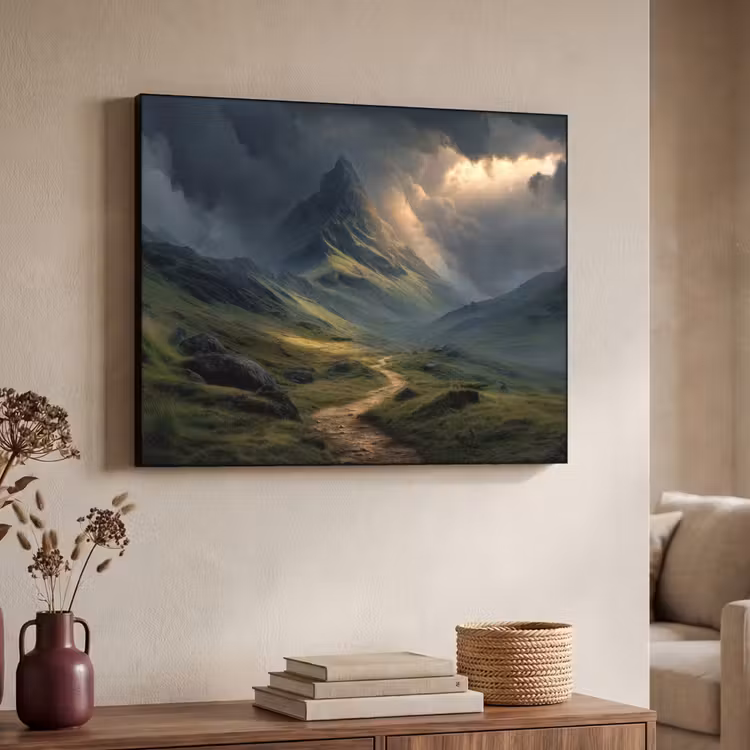 Art Frame - Bergen - Kronkelpad - Groen - Wolken — 7