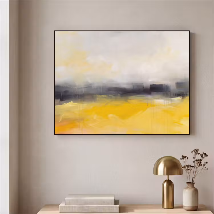 Art Frame - Abstract Landschap Gele Verfstreken — 5