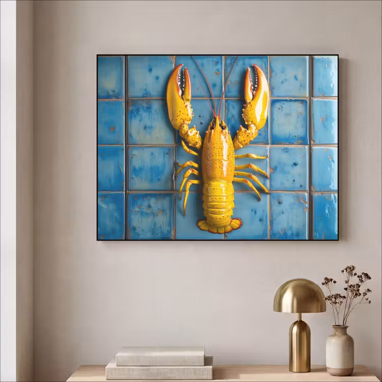 Art Frame - Kreeft - Geel - Blauw - Tegels — 5