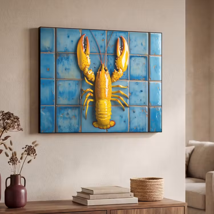 Art Frame - Kreeft - Geel - Blauw - Tegels — 7