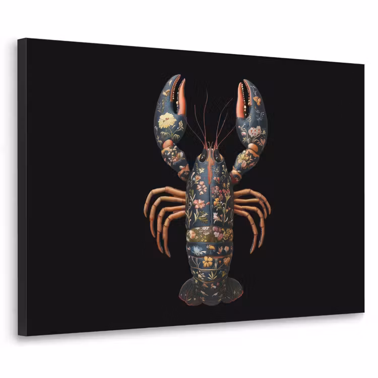 Art Frame - Kreeft - Zwart - Bloemenpatroon - Artistiek — 1