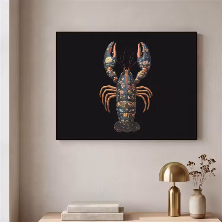 Art Frame - Kreeft - Zwart - Bloemenpatroon - Artistiek — 5