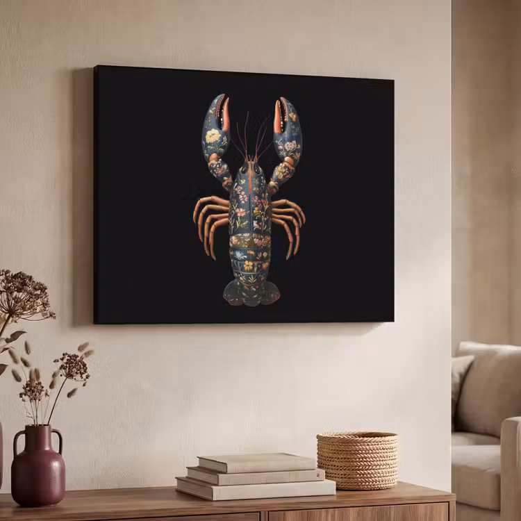 Art Frame - Kreeft - Zwart - Bloemenpatroon - Artistiek — 7