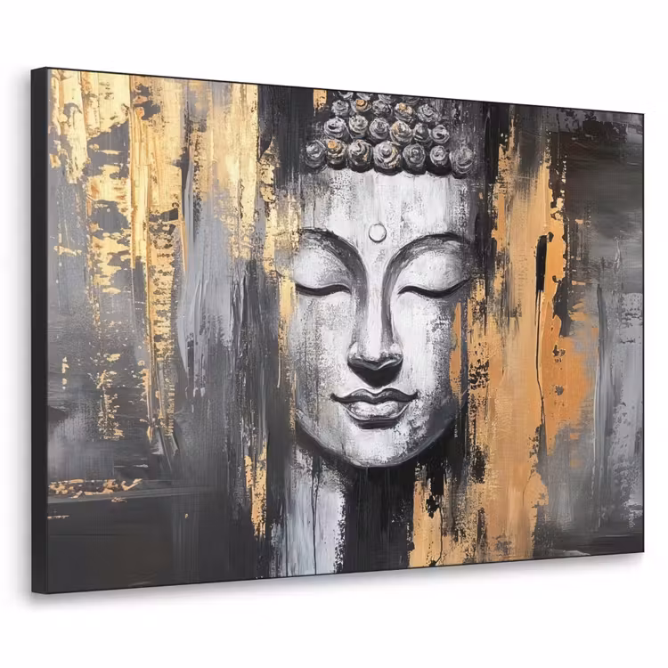 Art Frame - Boedhha - Penseelstreken - Goud - Abstract — 1