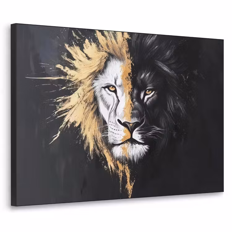 Art Frame - Leeuw - Gesplitst - Zwart - Lijn — 1