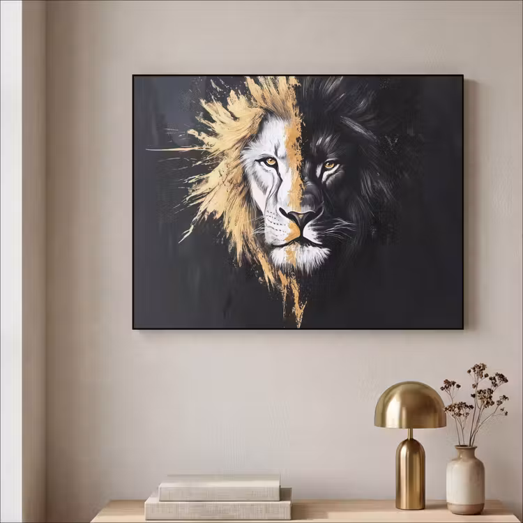 Art Frame - Leeuw - Gesplitst - Zwart - Lijn — 5