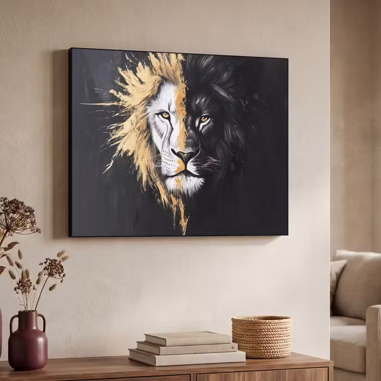 Art Frame - Leeuw - Gesplitst - Zwart - Lijn — 7