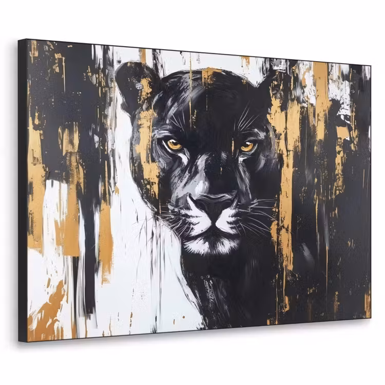 Art Frame - Panter - Zwart - Abstract - Verfstreken — 1