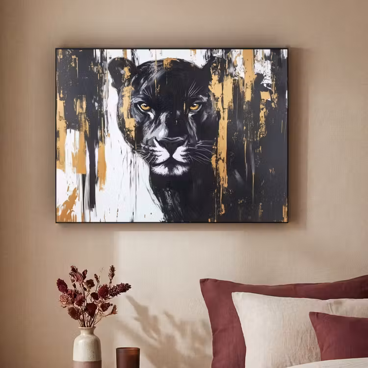 Art Frame - Panter - Zwart - Abstract - Verfstreken — 3