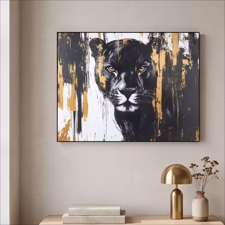 Art Frame - Panter - Zwart - Abstract - Verfstreken — 5