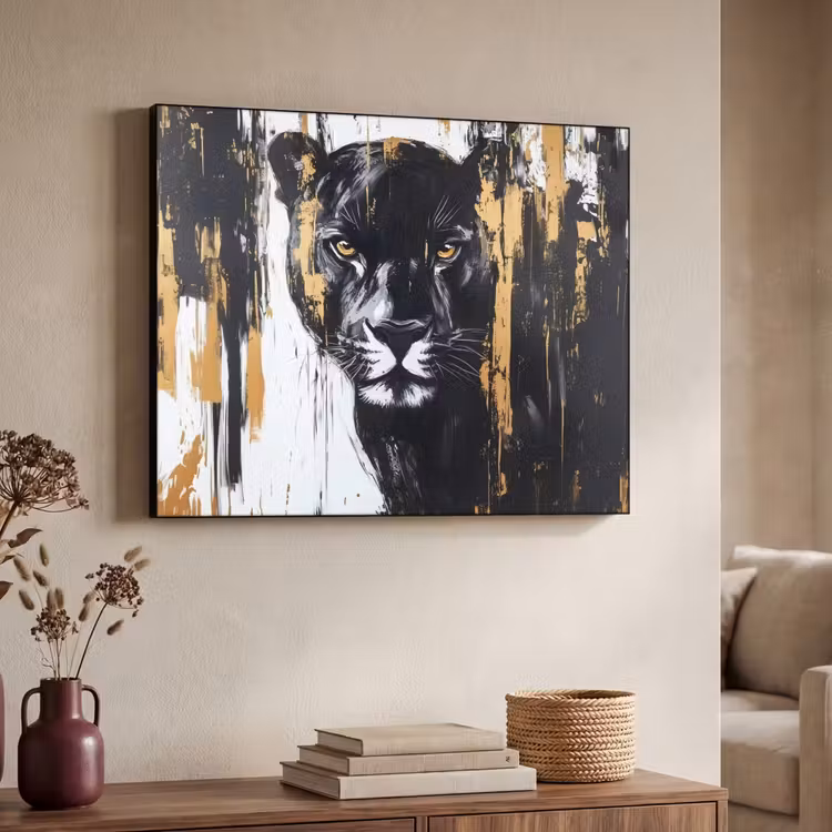 Art Frame - Panter - Zwart - Abstract - Verfstreken — 7