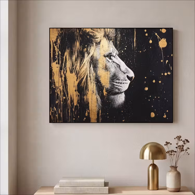 Art Frame - Portret - Leeuw - Abstract - Goud — 5