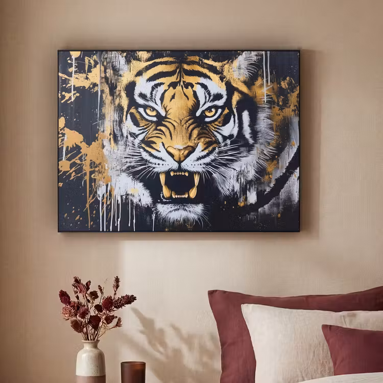 Art Frame - Tijger - Verfspatten - Goud — 3