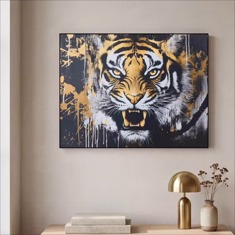Art Frame - Tijger - Verfspatten - Goud — 5