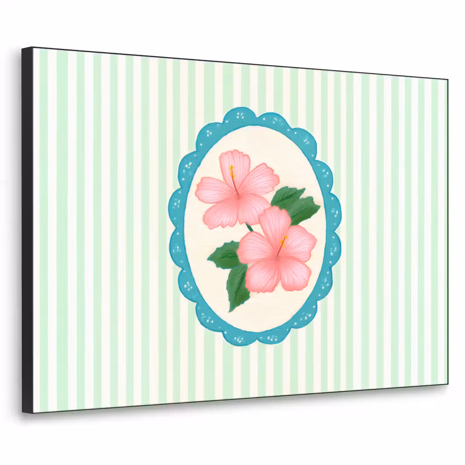 Art Frame - Bloemen - Ovaal - Strepen - Groen — 1