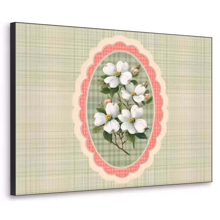 Art Frame - Bloemen - Illustratie - Geruit - Groen — 1