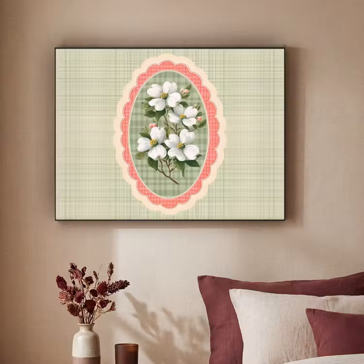 Art Frame - Bloemen - Illustratie - Geruit - Groen — 3