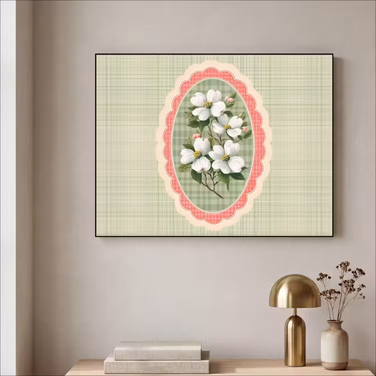 Art Frame - Bloemen - Illustratie - Geruit - Groen — 5