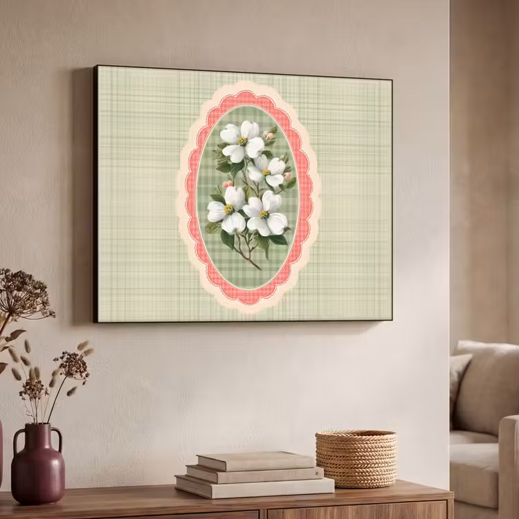 Art Frame - Bloemen - Illustratie - Geruit - Groen — 7