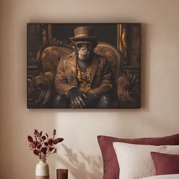 Art Frame - Chimpansee - Stoel - Pak - Bruin — 3