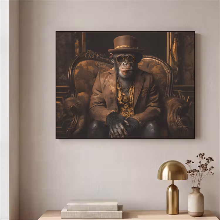 Art Frame - Chimpansee - Stoel - Pak - Bruin — 5