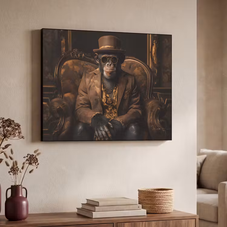 Art Frame - Chimpansee - Stoel - Pak - Bruin — 7