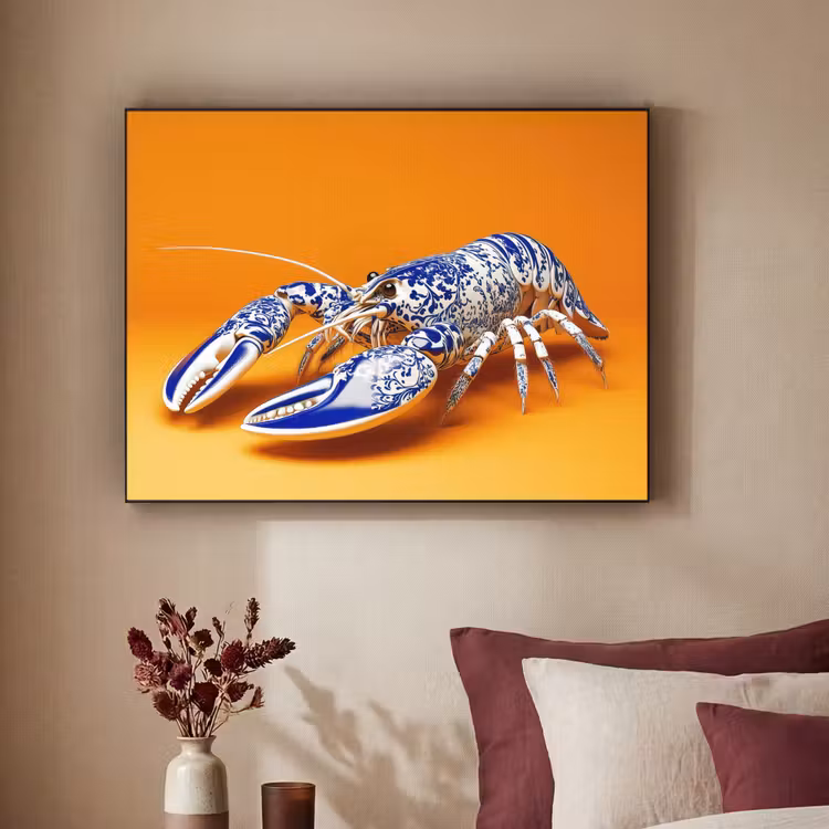 Art Frame - Kreeft - Delftsblauw - Schild - Stoer - Oranje — 3