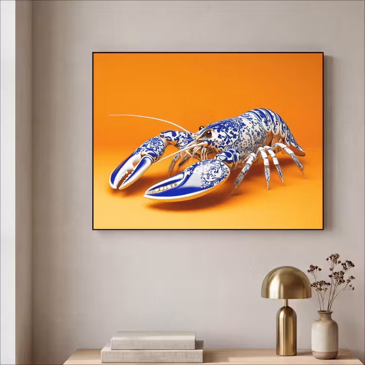 Art Frame - Kreeft - Delftsblauw - Schild - Stoer - Oranje — 5