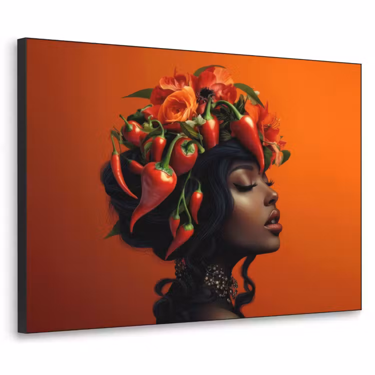 Art Frame - Vrouw - Chilipepers - Pepers - Bloemen — 1