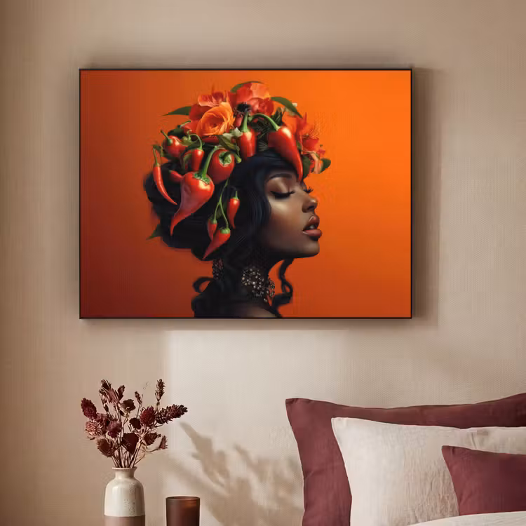 Art Frame - Vrouw - Chilipepers - Pepers - Bloemen — 3