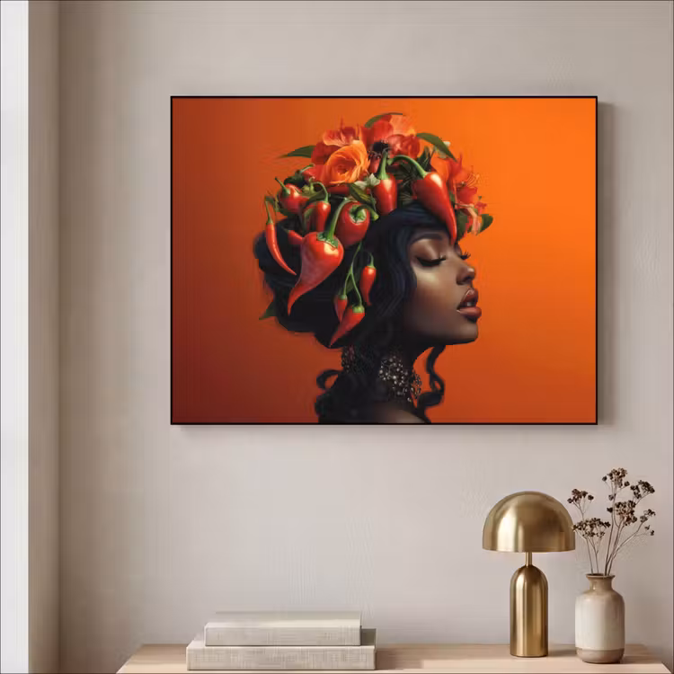 Art Frame - Vrouw - Chilipepers - Pepers - Bloemen — 5