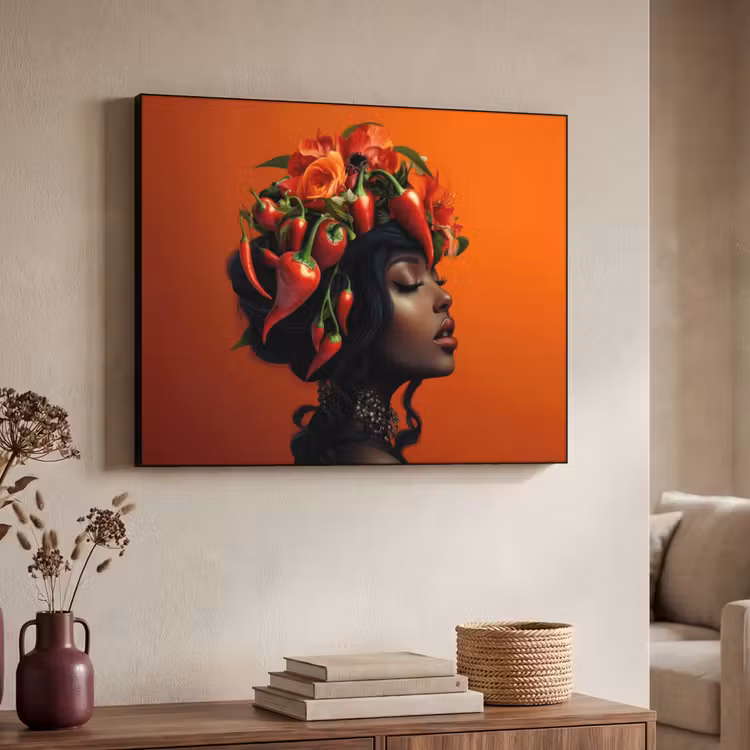 Art Frame - Vrouw - Chilipepers - Pepers - Bloemen — 7