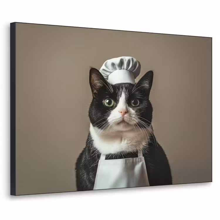 Art Frame - Kat - Kokskleding - Zwart - Wit — 1
