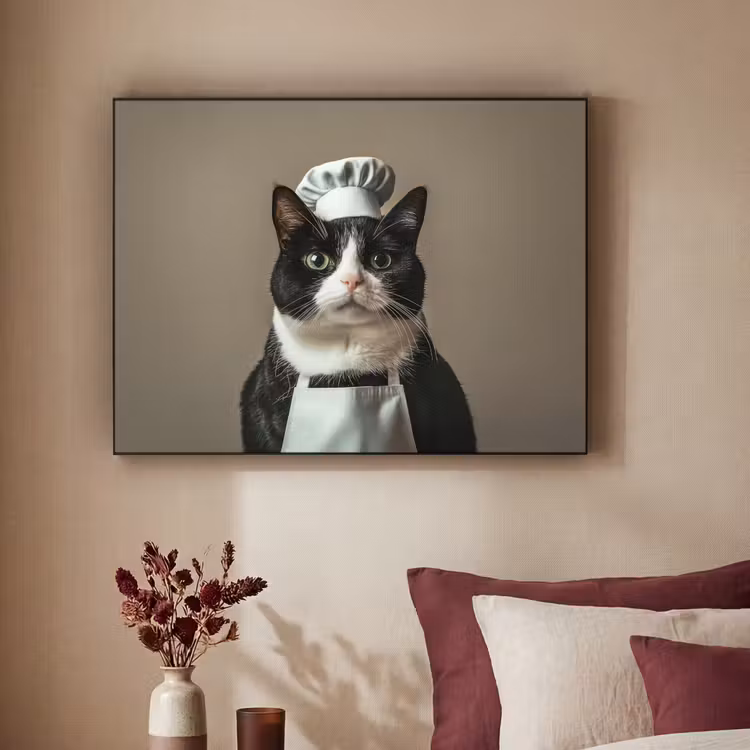 Art Frame - Kat - Kokskleding - Zwart - Wit — 3