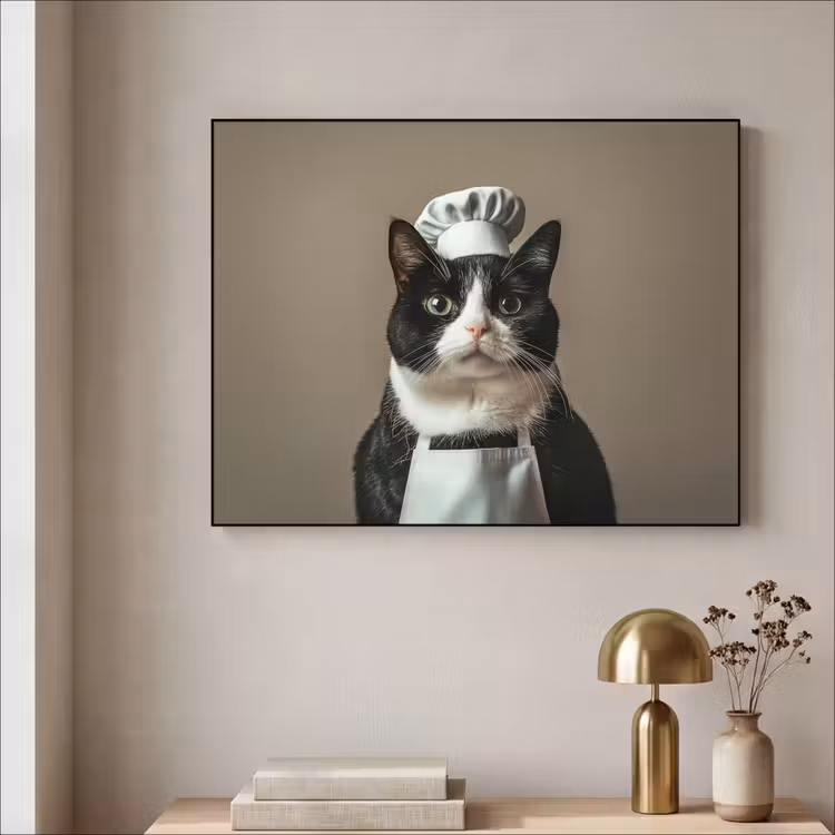 Art Frame - Kat - Kokskleding - Zwart - Wit — 5