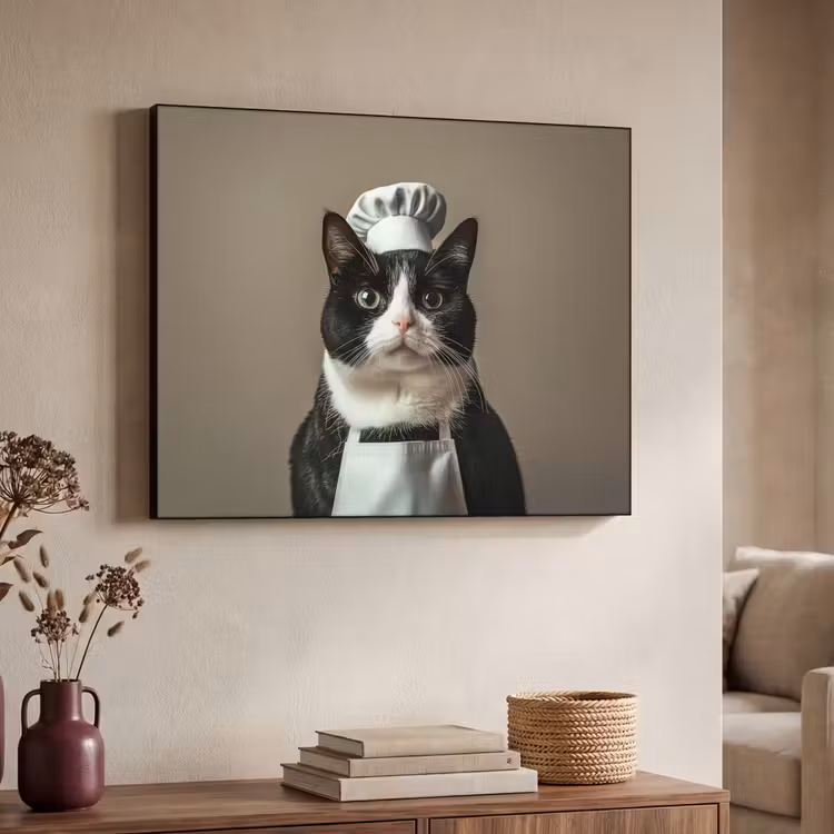 Art Frame - Kat - Kokskleding - Zwart - Wit — 7