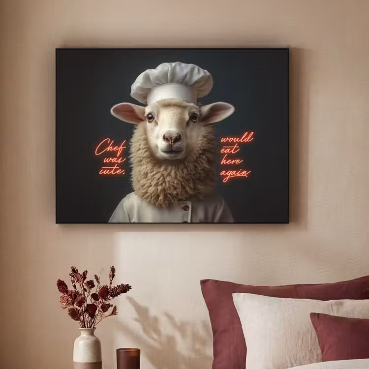 Art Frame - Schaap - Kokskleding - Neon - Quote — 3