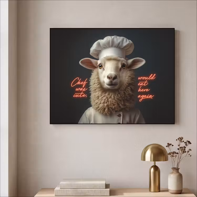 Art Frame - Schaap - Kokskleding - Neon - Quote — 5