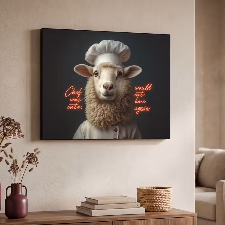 Art Frame - Schaap - Kokskleding - Neon - Quote — 7